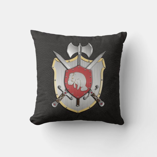 Battle Crest Manatee Black Throw Pillow (Front)
