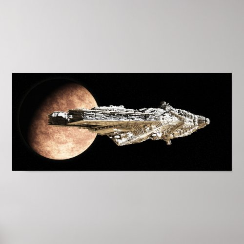 Battle Cruiser Leaving Orbit Poster