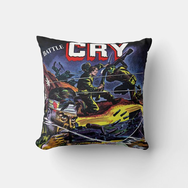 Battle Cry 07 War Vintage Comics Throw Pillow (Front)