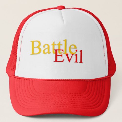 Battle Evil Logo RedWhite Trucker Hat