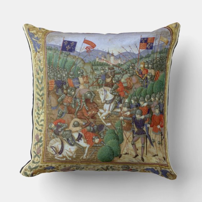 Battle of Agincourt, October 25th 1415 (w/c on pap Throw Pillow (Front)