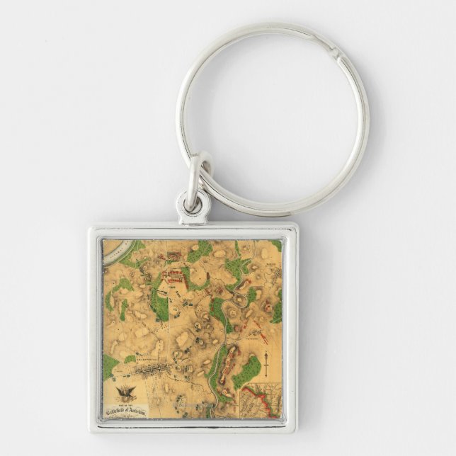 Battle of Antietam - Civil War Panoramic Map 3 Keychain (Front)