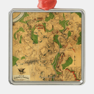 Battle of Antietam - Civil War Panoramic Map 3 Metal Ornament