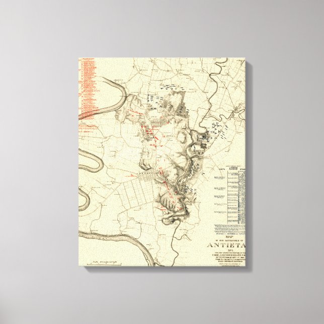 Battle of Antietam - Civil War Panoramic Map 4 Canvas Print (Front)