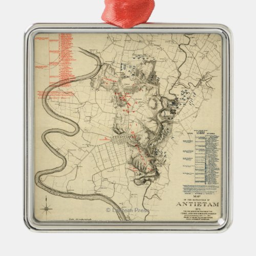 Battle of Antietam _ Civil War Panoramic Map 4 Metal Ornament