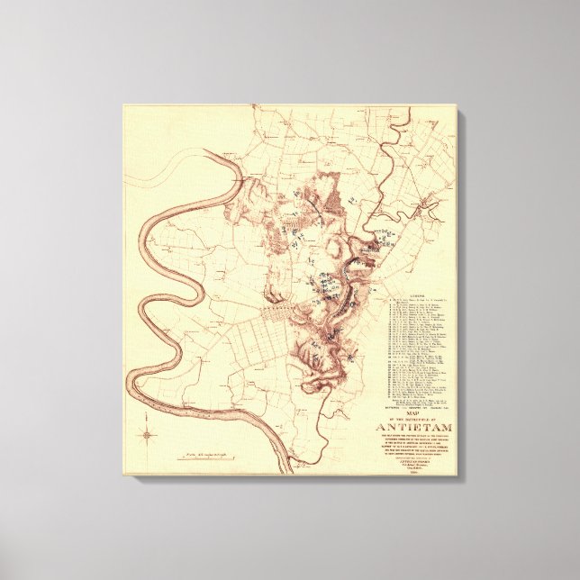 Battle of Antietam - Civil War Panoramic Map 5 Canvas Print (Front)