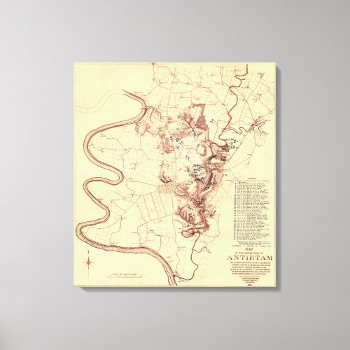 Battle of Antietam _ Civil War Panoramic Map 5 Canvas Print