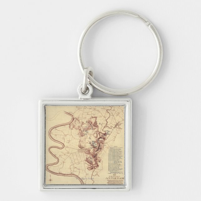 Battle of Antietam - Civil War Panoramic Map 5 Keychain (Front)