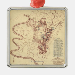 Battle of Antietam - Civil War Panoramic Map 5 Metal Ornament