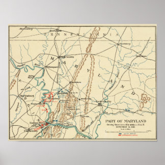 Battle of Antietam - Civil War Panoramic Map 6 Poster
