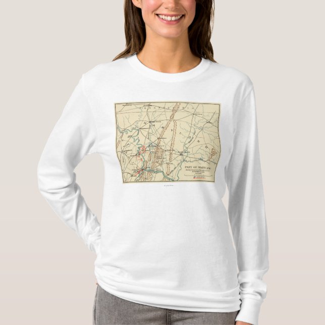 Battle of Antietam - Civil War Panoramic Map 7 T-Shirt (Front)