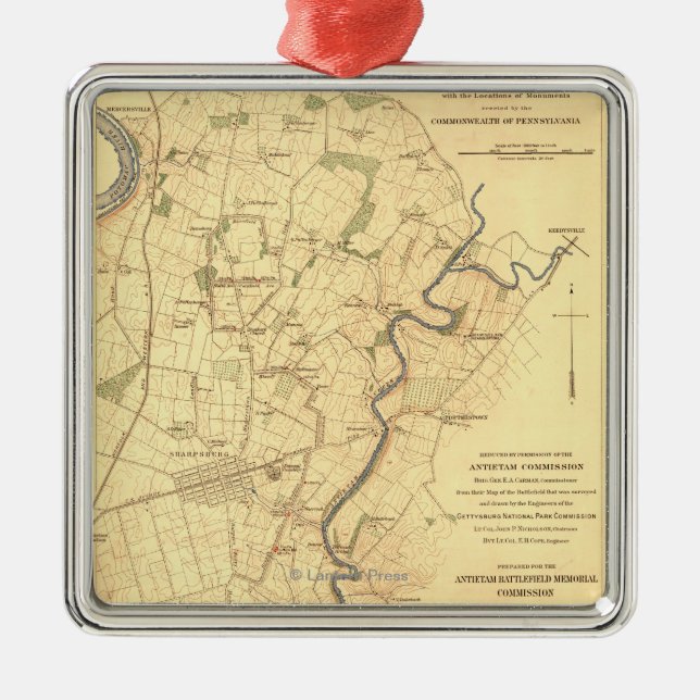 Battle of Antietam - Civil War Panoramic Map Metal Ornament (Front)