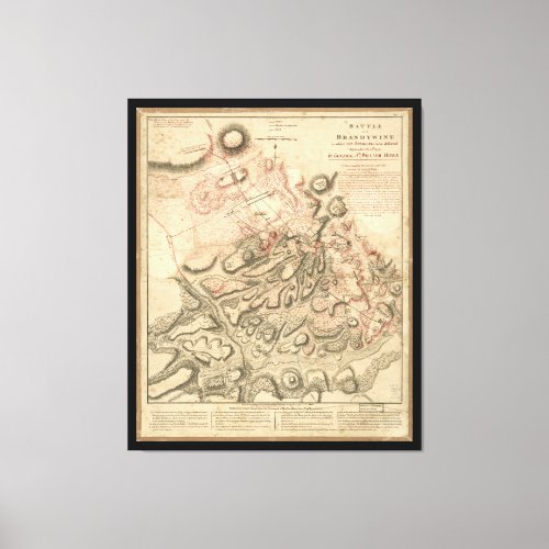 Battle of Brandywine American Revolution Map 1784 Canvas Print