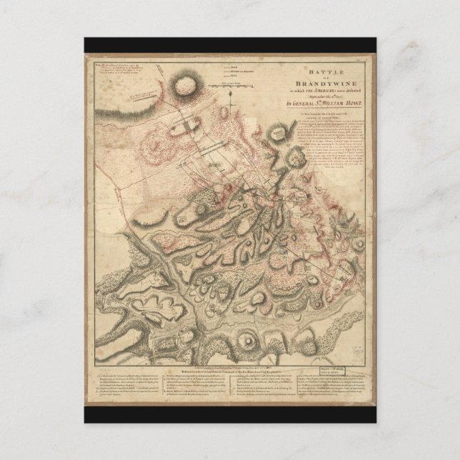 Battle of Brandywine American Revolution Map 1784 Postcard (Front)