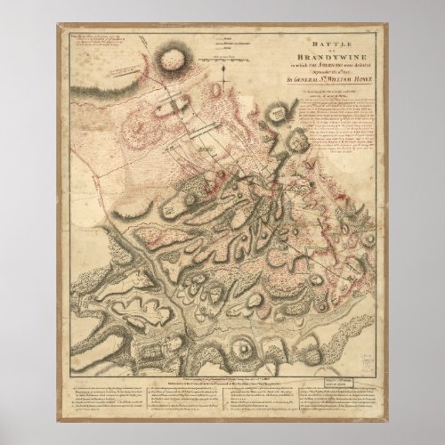 Battle of Brandywine American Revolution Map 1784 Poster