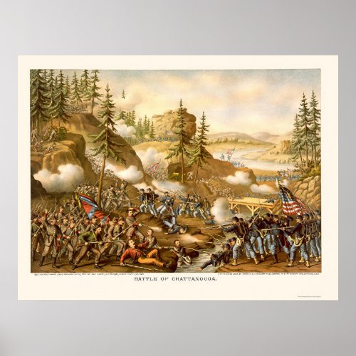 Battle of Chattanooga by Kurz and Allison 1863 Poster