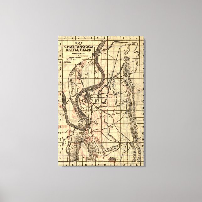Battle of Chickamauga - Civil War Panoramic Map 2 Canvas Print (Front)