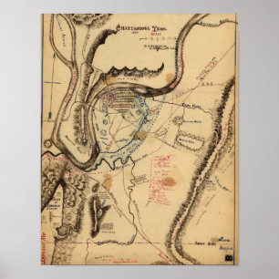 Battle of Chickamauga - Civil War Panoramic Map 3 Poster