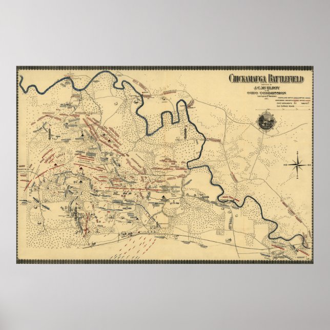 Battle of Chickamauga - Civil War Panoramic Map Poster (Front)