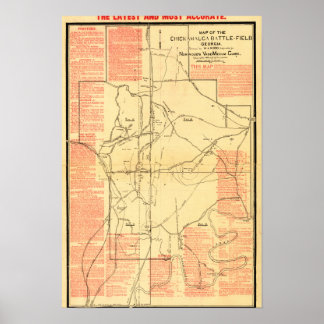 Battle of Chickamauga - Civil War Panoramic Map Poster