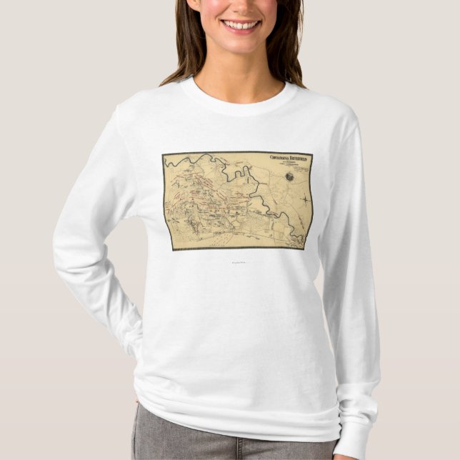 Battle of Chickamauga - Civil War Panoramic Map T-Shirt (Front)