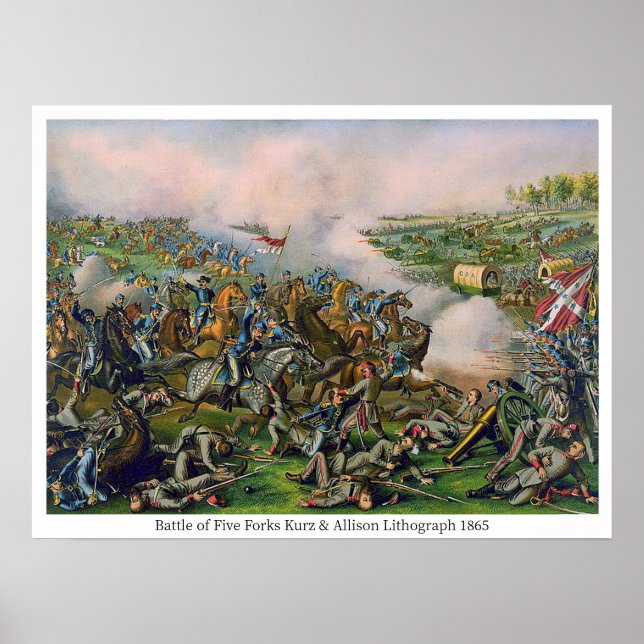Battle of Five Forks Kurz & Allison Lithograph  Poster (Front)