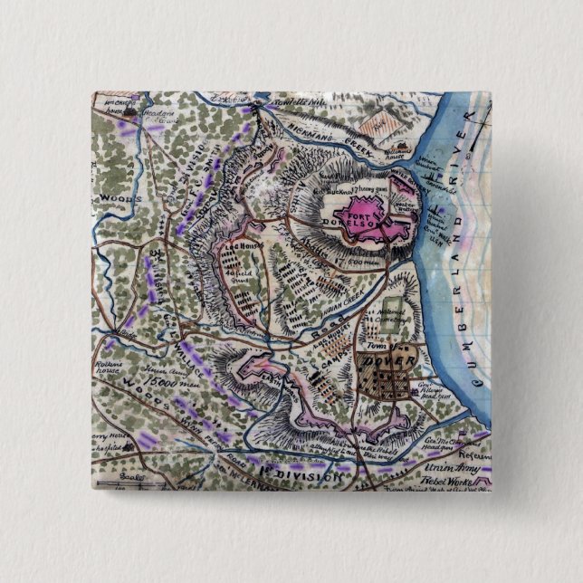 Battle of Fort Donelson - Civil War Panoramic Pinback Button (Front)