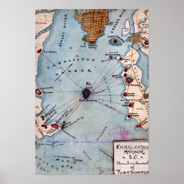 Battle of Fort Sumter - Civil War Panoramic 3 Poster (Front)