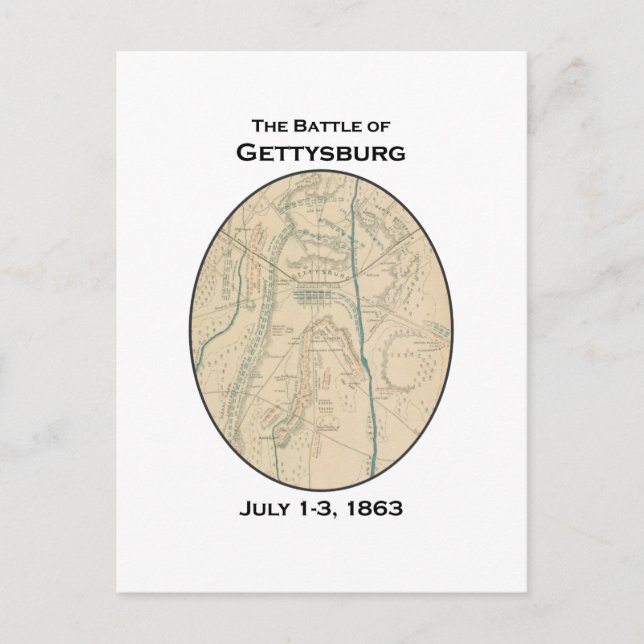 Battle of Gettysburg Map  Postcard (Front)