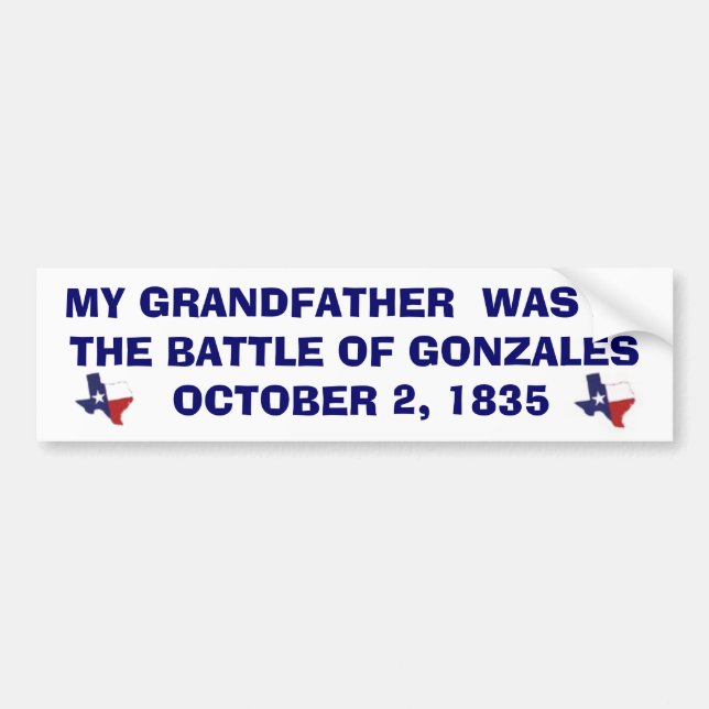 BATTLE OF GONZALES - 1835 BUMPER STICKER (Front)