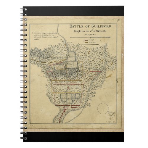 Battle of Guildford Map March 15 1781 Notebook