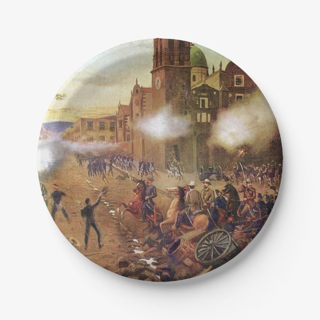 Battle of Puebla Mexican History Paper Plates (Front)