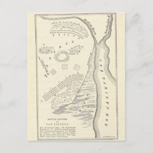 Battle of San Jacinto Map Postcard