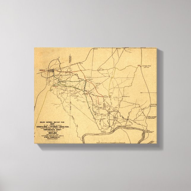 Battle of Shiloh - Civil War Panoramic Map 5 Canvas Print (Front)