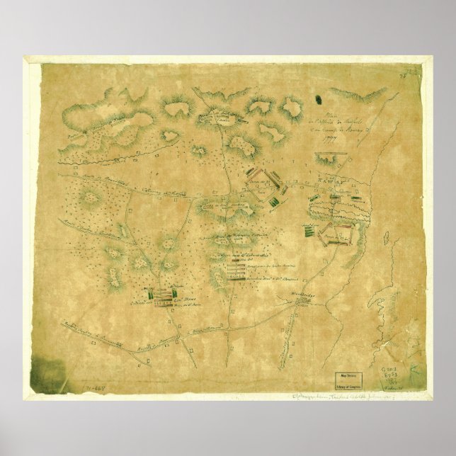 Battle of Short Hills Revolutionary War Map Poster (Front)