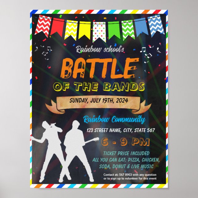 Battle of the Bands School event template Poster (Front)