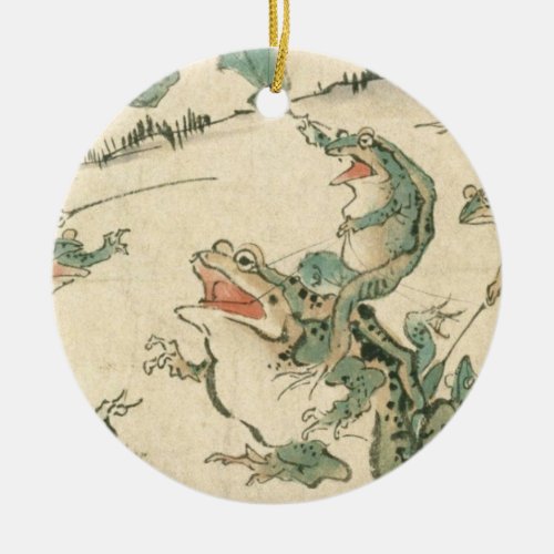 Battle Of The Frogs _ Kawanabe Kyosai Ceramic Ornament