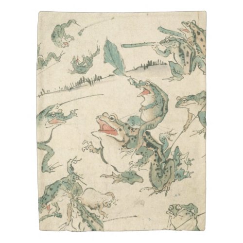 Battle Of The Frogs _ Kawanabe Kyosai Duvet Cover