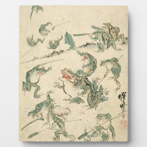 Battle Of The Frogs _ Kawanabe Kyosai Plaque