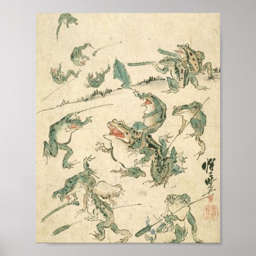 Battle Of The Frogs _ Kawanabe Kyosai Poster