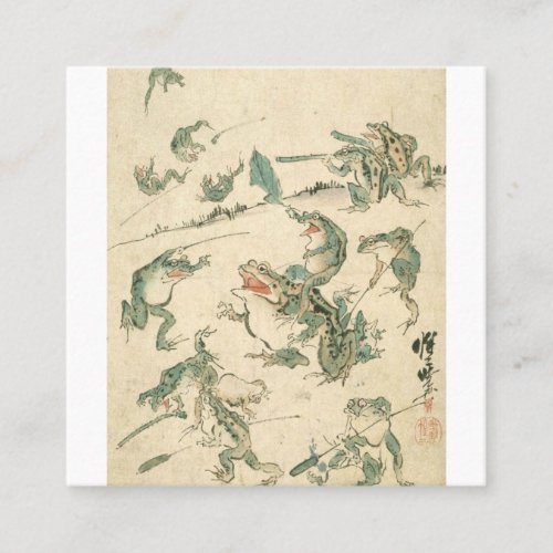 Battle Of The Frogs _ Kawanabe Kyosai Square Business Card