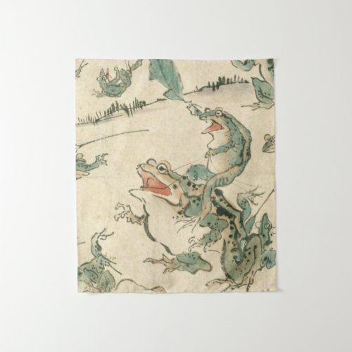 Battle Of The Frogs _ Kawanabe Kyosai Tapestry