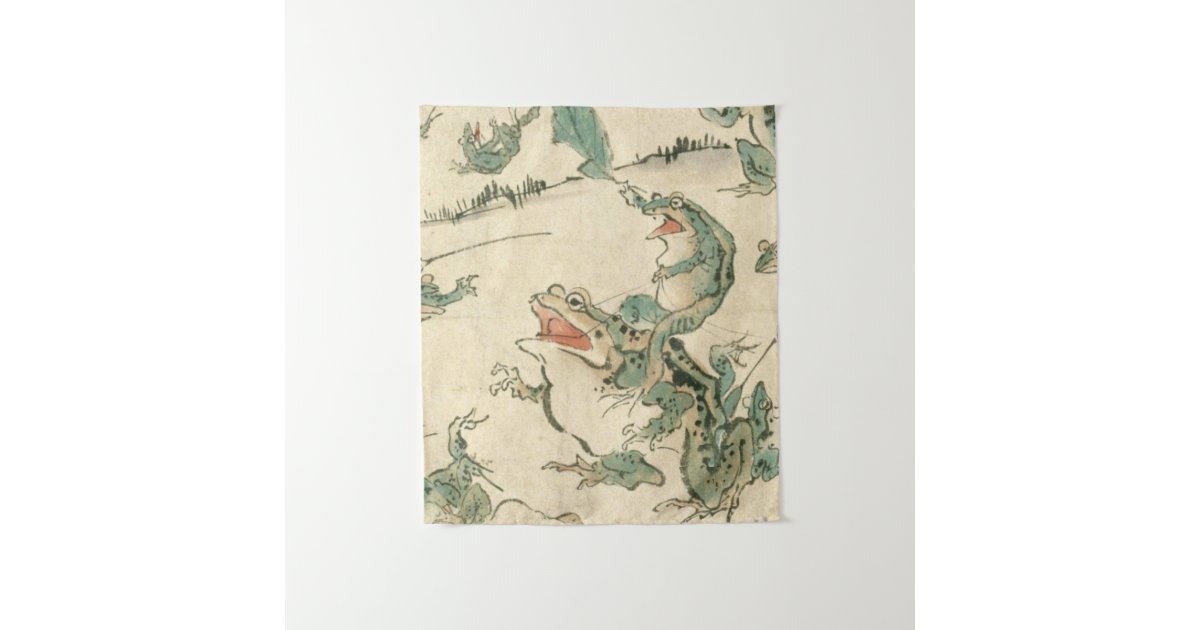 Battle Of The Frogs - Kawanabe Kyosai Tapestry | Zazzle