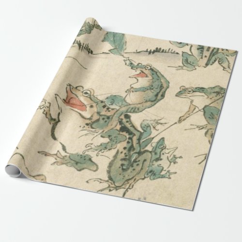 Battle Of The Frogs _ Kawanabe Kyosai Wrapping Paper