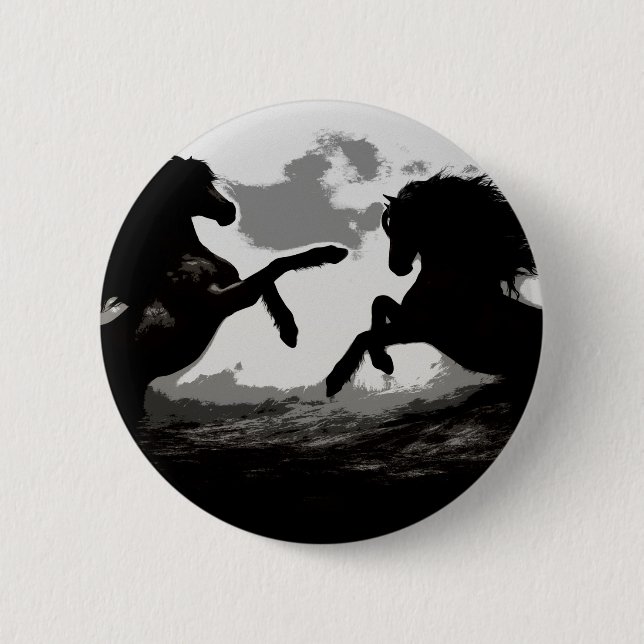 Battle of the Horses - Equine Art Button (Front)