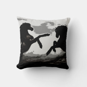 Battle of the Horses - Equine Art Throw Pillow