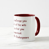 Battle of the Wits Shakespeare Quote Red and White Mug (Front Right)