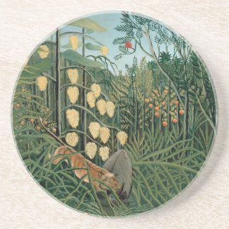 Battle of Tigers and Cows Drink Coaster