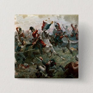 Battle of Waterloo, 18th June 1815, 1898 (colour l Pinback Button