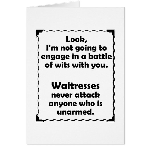 Battle of Wits Waitress Cards (Front)